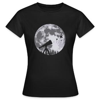 Mond Sterne Teleskop Beobachtung Universum - Frauen T-Shirt - Schwarz - Vorne - AI Model Female 172 dark (172cm)