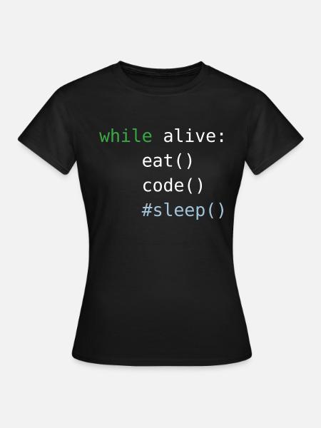 Code Python | Répéter le code de sommeil Manger | Programmation - T-shirt Femme - noir