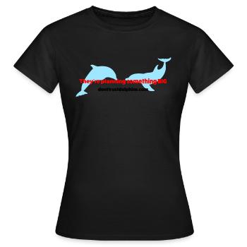Dolphin Conspiracy Theory - Women's T-Shirt - black - Front - AI Model Female 172 dark (172cm)