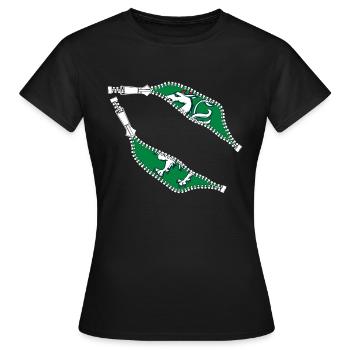Zipper inside inside a real Styrian - Women's T-Shirt - black - Front - AI Model Female 172 dark (172cm)