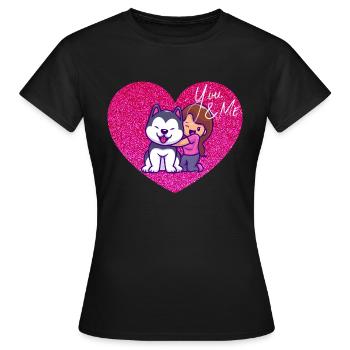 Love for a dog heart child - Women's T-Shirt - black - Front - AI Model Female 172 dark (172cm)
