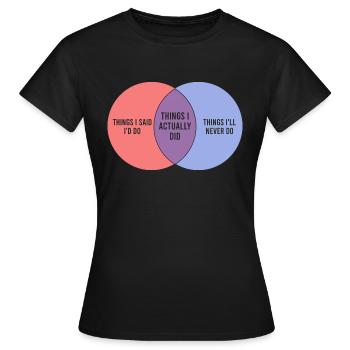 Procrastination paresseuse et drôle du diagramme de Venn - T-shirt Femme - noir - Devant - AI Model Female 172 dark (172cm)