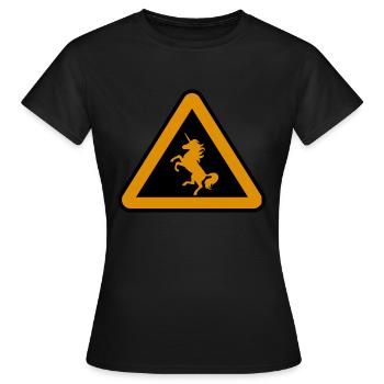 Attention unicorn, danger - Women's T-Shirt - black - Front - AI Model Female 172 dark (172cm)