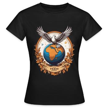 Weltfrieden auf der Erde - Frauen T-Shirt - Schwarz - Vorne - AI Model Female 172 dark (172cm)