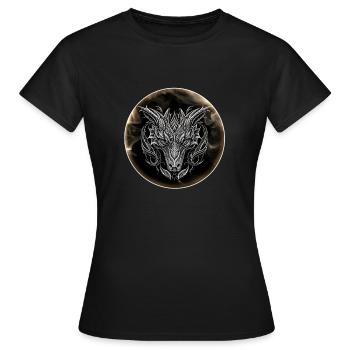 Tête de dragon abstraite en esthétique Dragon abstrait - T-shirt Femme - noir - Devant - AI Model Female 172 dark (172cm)