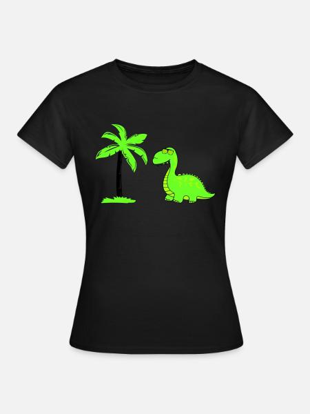 dinosaurier palme 02 - Frauen T-Shirt - Schwarz