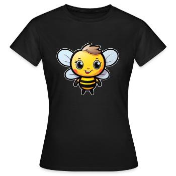 Bienchen fröhlich - Frauen T-Shirt - Schwarz - Vorne - AI Model Female 172 dark (172cm)