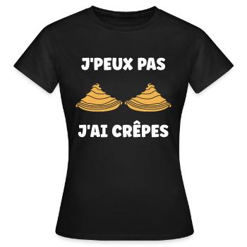 Crêpes Bretagne humour crêpe - T-shirt Femme - noir - Devant - AI Model Female 172 dark (172cm)