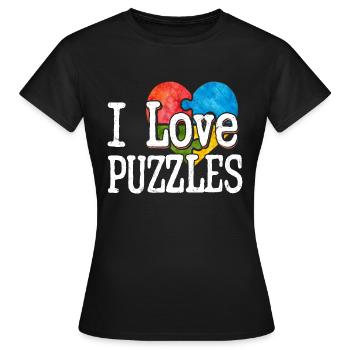 J’aime les puzzles pièce puzzle - T-shirt Femme - noir - Devant - AI Model Female 172 dark (172cm)
