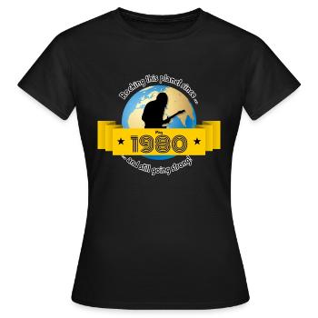 44e anniversaire Secouer cette planète depuis 05/1980 - T-shirt Femme - noir - Devant - AI Model Female 172 dark (172cm)