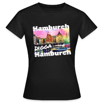 Hamburg Digga coole Hansestadt Hamburch Graffiti - Frauen T-Shirt - Schwarz - Vorne - AI Model Female 172 dark (172cm)