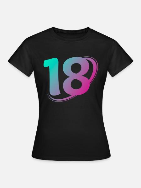 Nummer 18 mehrfarbig - Frauen T-Shirt - Schwarz