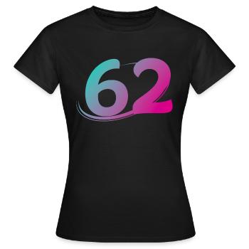 Nummer 62 mehrfarbig - Frauen T-Shirt - Schwarz - Vorne - AI Model Female 172 dark (172cm)