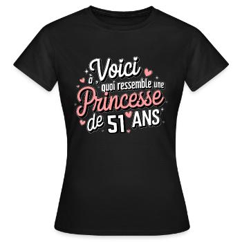 Princess 51 years old - Women's T-Shirt - black - Front - AI Model Female 172 dark (172cm)