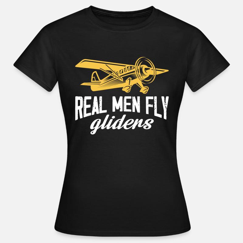 Real men fly gliders Design for a rc plane - Women's T-Shirt - black