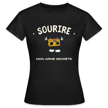 Smiling my secret weapon - Women's T-Shirt - black - Front - AI Model Female 172 dark (172cm)