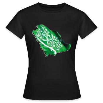Saudi-Arabien Flagge in Saudi-Arabien Landkarte - Frauen T-Shirt - Schwarz - Vorne - AI Model Female 172 dark (172cm)
