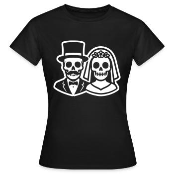 Jeunes mariés Mariage Squelette Mariée Marié - T-shirt Femme - noir - Devant - AI Model Female 172 dark (172cm)