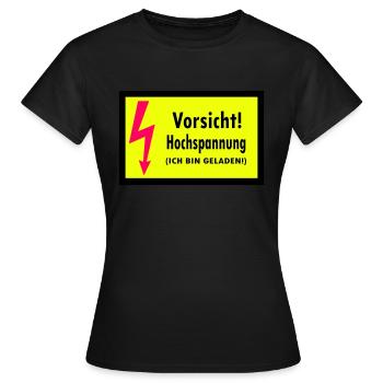 Attention! Haute tension (je suis chargé) - T-shirt Femme - noir - Devant - AI Model Female 172 dark (172cm)