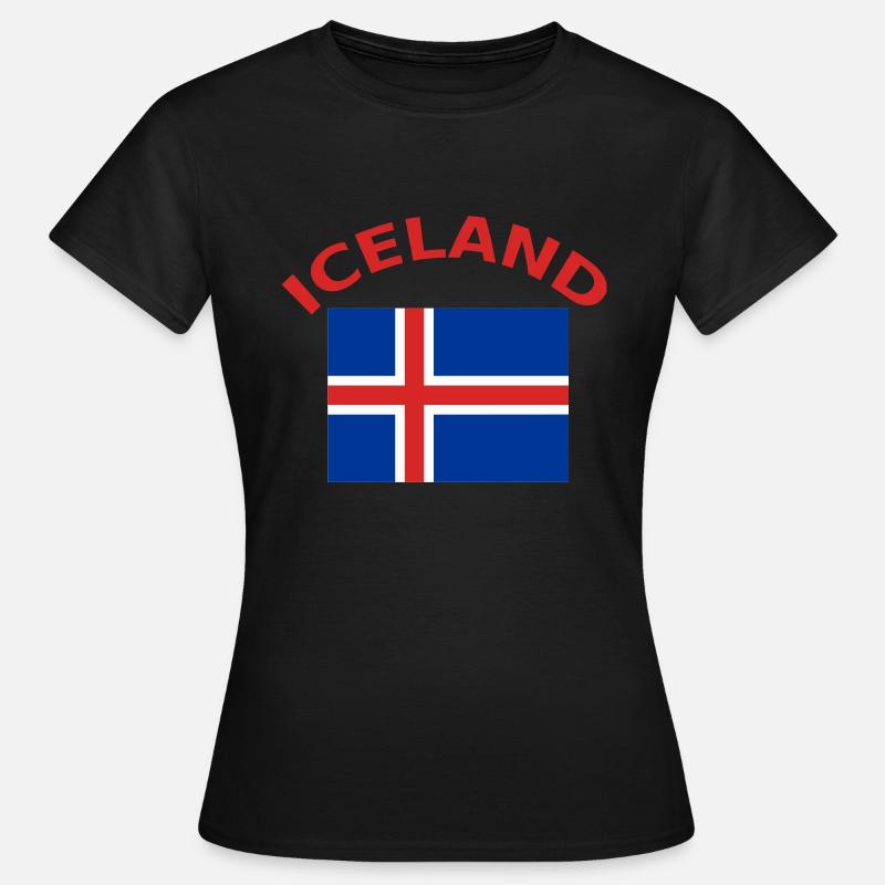 Islande, Islande, drapeau, drapeau - T-shirt Femme - noir