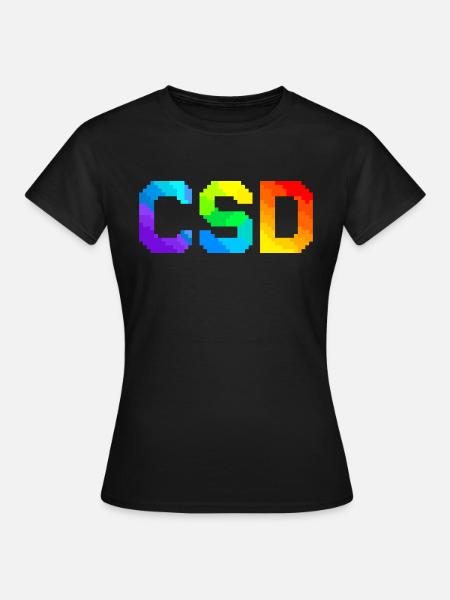 CSD - Pixel Pride Flag - Frauen T-Shirt - Schwarz