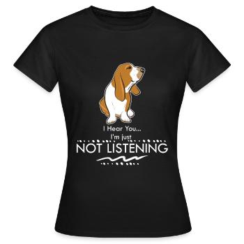 Basset Hound - Des proverbes drôles de chiens - T-shirt Femme - noir - Devant - AI Model Female 172 dark (172cm)