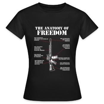 Anatomy of Freedom M4 AR15 Assault Rifle Gun Flag - Women's T-Shirt - black - Front - AI Model Female 172 dark (172cm)