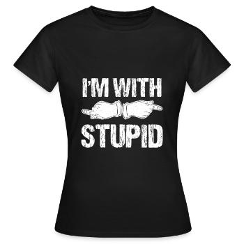 Funny I’m With Stupid Offensive Quote - T-shirt Femme - noir - Devant - AI Model Female 172 dark (172cm)