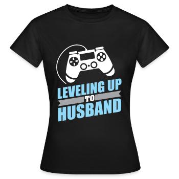 Gamer Engagement Leveling bis zum Ehemann - Frauen T-Shirt - Schwarz - Vorne - AI Model Female 172 dark (172cm)