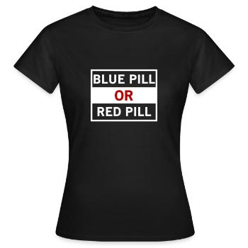 Blue Pill Red Pill - pilule bleue ou pilule rouge - T-shirt Femme - noir - Devant - AI Model Female 172 dark (172cm)