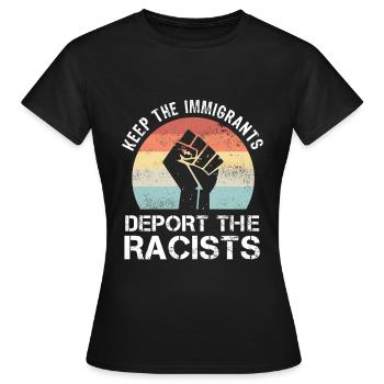 BLM garde les immigrants expulser les racistes - T-shirt Femme - noir - Devant - AI Model Female 172 dark (172cm)