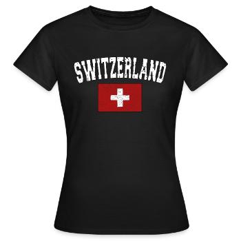SWITZERLAND - Pavillon suisse - usedlook - T-shirt Femme - noir - Devant - AI Model Female 172 dark (172cm)