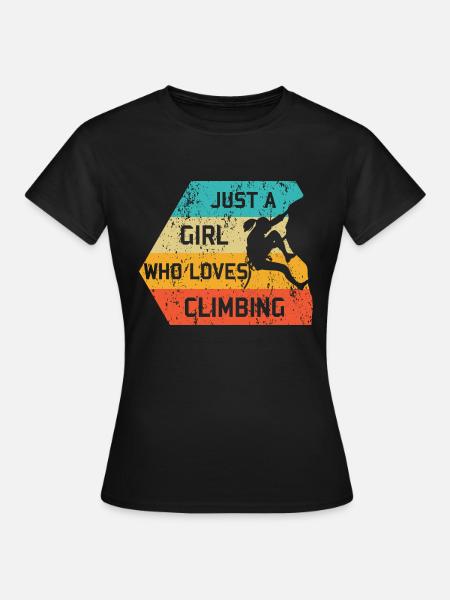 Just A Girl Who Loves Climbing Retro Kletterer - Frauen T-Shirt - Schwarz