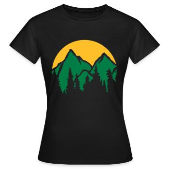 Berge Sonne Nadelbäume - Frauen T-Shirt - Schwarz - Vorne - AI Model Female 172 dark (172cm)