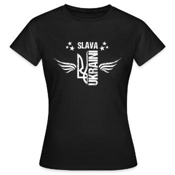 Ukraine Ruhm und Ehre - Frauen T-Shirt - Schwarz - Vorne - AI Model Female 172 dark (172cm)