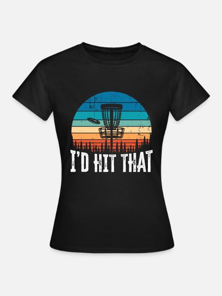 Golpearía ese divertido disco Golf Sunset Gift - Dame-T-shirt - sort