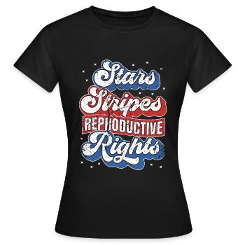 Retro Stars Stripes Reproduktive Rechte 4. von - Frauen T-Shirt - Schwarz - Vorne - AI Model Female 172 dark (172cm)