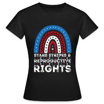 Stars Stripes Reproduktive Rechte Regenbogen 4. Juli - Frauen T-Shirt - Schwarz - Vorne - AI Model Female 172 dark (172cm)