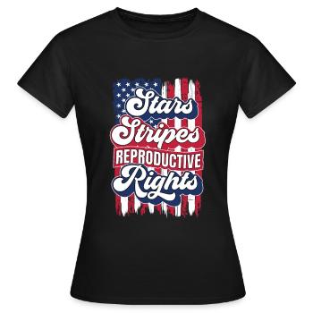 Stars Stripes Reproduktive Rechte 4. Juli US - Frauen T-Shirt - Schwarz - Vorne - AI Model Female 172 dark (172cm)