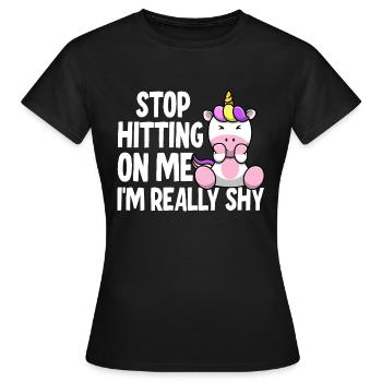 Arrêtez de me draguer, je suis timide - T-shirt Femme - noir - Devant - AI Model Female 172 dark (172cm)