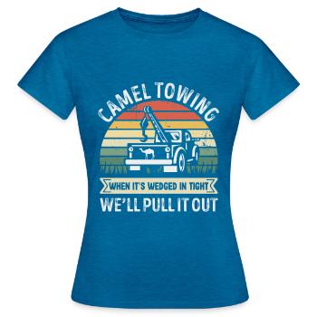 Funny Camel Towing Retro Christmas Gift - Women's T-Shirt - antique blue sapphire heather - Front - AI Model Female 172 dark (172cm)