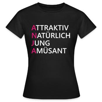 Anja Name Geschenk - Frauen T-Shirt - Schwarz - Vorne - AI Model Female 172 dark (172cm)