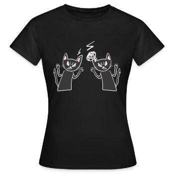 Katzen streit wut wütend katze - Frauen T-Shirt - Schwarz - Vorne - AI Model Female 172 dark (172cm)