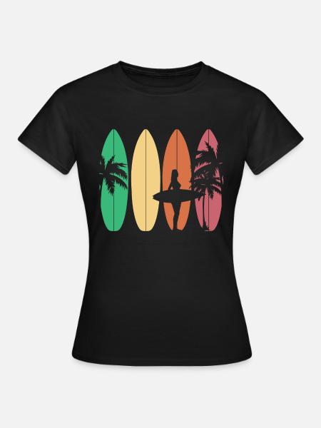 Surfing Surfboard Surfer Geschenksidee - Frauen T-Shirt - Schwarz