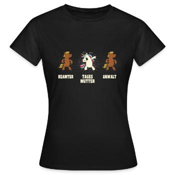 Tagesmutter mit Herz - Witziges Motiv Einhorn - Frauen T-Shirt - Schwarz - Vorne - AI Model Female 172 dark (172cm)