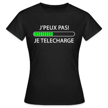 j'peux pas je telecharge j'peux pas - T-shirt Femme - noir - Devant - AI Model Female 172 dark (172cm)
