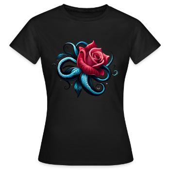 ROSE Tatoo - Frauen T-Shirt - Schwarz - Vorne - AI Model Female 172 dark (172cm)