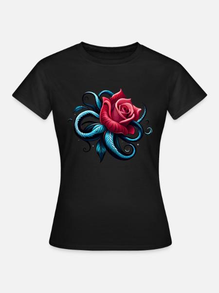 ROSE Tatoo - Frauen T-Shirt - Schwarz