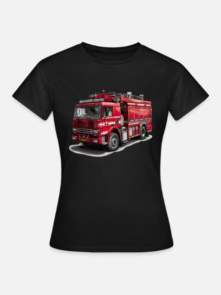 Mit dem Feuerwehrauto Brände bekämpfen - Frauen T-Shirt - Schwarz