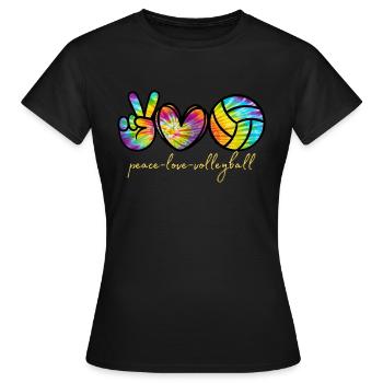 PEACE LOVE VOLLEYBALL Spieler Batikfarbe Frauen Mädchen - Frauen T-Shirt - Schwarz - Vorne - AI Model Female 172 dark (172cm)